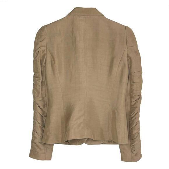 Tan Ruched Sleeve Women's Blazer - Picture 6 of 7